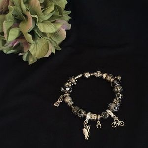 Pandora silver bracelet and charms